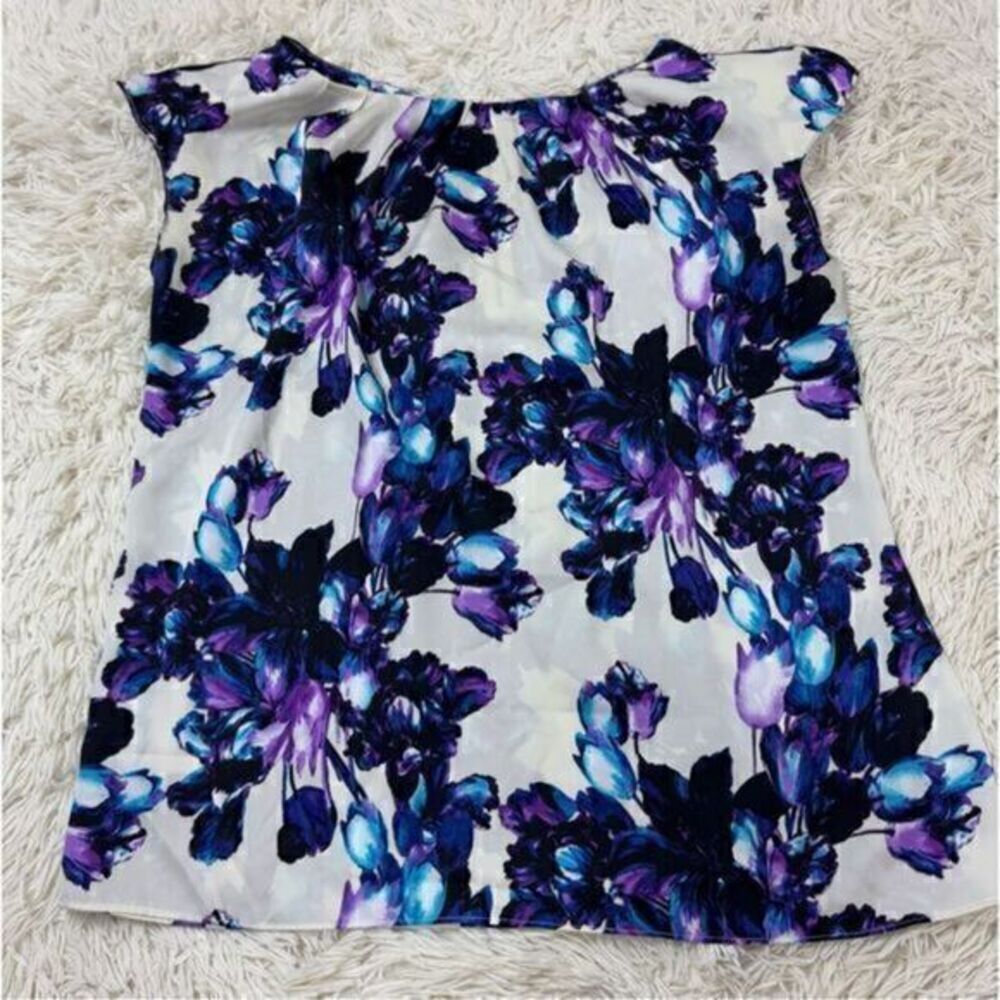 Purple, Turquoise, Black, & Blue Floral Blouse by Worthington size XL